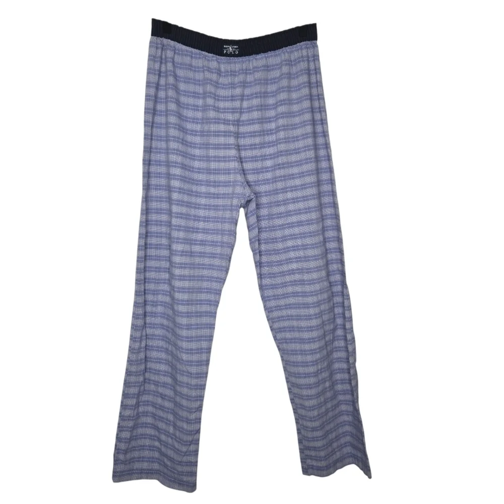 Polo Ralph Lauren Mens Blue Plaid Cotton Straight Leg Pajama Pants Medium